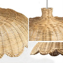 Handmade rattan pendant scalloped wicker light for dining room