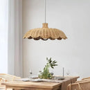 Handmade rattan pendant scalloped wicker light for dining room