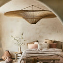Handmade rattan wicker chandelier natural beige dining room pendant