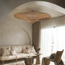 Handmade rattan wicker chandelier natural beige dining room pendant