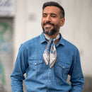 St. James - Silk Neckerchief - Blue and Tan