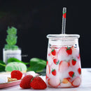 Handmade strawberry glass cup set kitchen pink milkshake tumbler