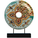 Handmade thai solid teal & gold mosaic tabletop decoration living room