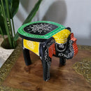 Handmade thai style turquoise and red elephant stool living room decor