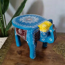 Handmade thai style turquoise and red elephant stool living room decor