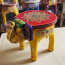 Handmade thai style turquoise and red elephant stool living room decor
