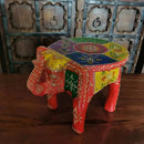 Handmade thai style turquoise and red elephant stool living room decor