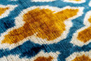 Handmade Throw Pillow Cover & Feather Insert | Gold Blue Geometric | Soft Throw Pillow| Luxury Decorative for Couch | 16 x 24 in