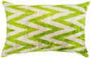 Handmade Throw Pillow Cover & Feather Insert | Zigzag Green Ivory | Soft Throw Pillow| Luxury Decorative for Couch | 16 x 24 in