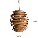 Handmade tiered bamboo birdnest pendant light bedroom spiral lamp