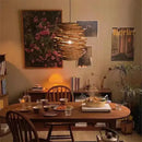 Handmade tiered bamboo birdnest pendant light bedroom spiral lamp