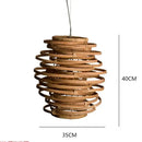 Handmade tiered bamboo birdnest pendant light bedroom spiral lamp