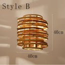 Handmade tiered bamboo birdnest pendant light bedroom spiral lamp