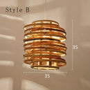 Handmade tiered bamboo birdnest pendant light bedroom spiral lamp