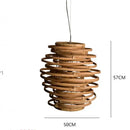 Handmade tiered bamboo birdnest pendant light bedroom spiral lamp