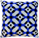 Handmade Velvet Throw Pillow with Blue and Black Geometric Design - High-Quality 20x20 Inch Decorative Accent with Premium Down Feather Insert