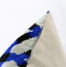 Handmade Velvet Throw Pillow with Blue and Black Geometric Design - High-Quality 20x20 Inch Decorative Accent with Premium Down Feather Insert