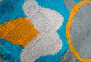 Handmade Velvet Throw Pillow with Blue, Yellow, and Gray Geometric Design - High-Quality 20x20 Inch Decorative Accent with Premium Down Feather Insert for Sofas, Couches, and Interior Design"