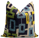 Handmade Velvet Throw Pillow with Modern Geometric Design - High-Quality 20x20 Inch Decorative Accent with Premium Down Feather Insert