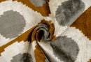 Handmade Velvet Throw Pillow with Mustard and Grey Geometric Design - High-Quality 20x20 Inch Decorative Accent with Premium Down Feather Insert