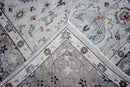 Hand Knotted Distressed Traditional 8x10 Ivory and Silver Wool Area Rug