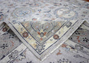 Hand Knotted Distressed Traditional 8x10 Ivory and Silver Wool Area Rug