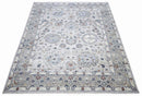 Hand Knotted Distressed Traditional 8x10 Ivory and Silver Wool Area Rug