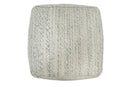 Beige and Gray Modern Chevron Handwoven Viscose Pouf