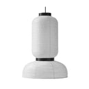Handmade white paper chandelier with black rim for dining room