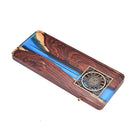 Handmade wood and blue resin tea tray dining room bubble tea table