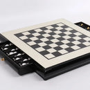 Handmade wooden chess set black & white marble games room decor