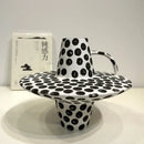 Handpainted black & white dots ceramic mug and saucer kitchen set