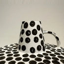 Handpainted black & white dots ceramic mug and saucer kitchen set