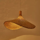 Handwoven bamboo pendant chandelier living room natural wood light