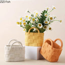 Handwoven ceramic vase orange woven basket planter living room decor
