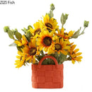 Handwoven ceramic vase orange woven basket planter living room decor