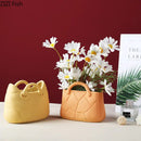 Handwoven ceramic vase orange woven basket planter living room decor