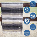 Handwoven mexican blanket pink & blue geometric beach shawl bedroom decor