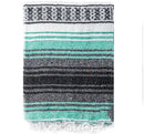 Handwoven mexican blanket pink & blue geometric beach shawl bedroom decor