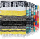 Handwoven mexican blanket pink & blue geometric beach shawl bedroom decor