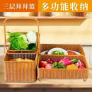 Handwoven rattan picnic basket with lid rectangular outdoor storage