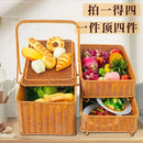 Handwoven rattan picnic basket with lid rectangular outdoor storage
