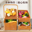 Handwoven rattan picnic basket with lid rectangular outdoor storage