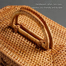 Handwoven rattan storage box kitchen tea caddy with handle