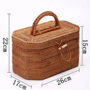 Handwoven rattan storage box kitchen tea caddy with handle