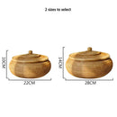 Handwoven rattan storage box with lid kitchen organizer