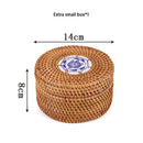 Handwoven rattan storage box with white inset kitchen basket