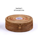 Handwoven rattan storage box with white inset kitchen basket