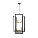 Hanging Light In Kitchen with 8-Lights - Black & Gold Tiered Chandelier