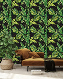 Dark Wallpaper with Palm Leaves